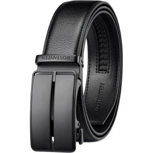 imageBOSTANTEN Mens Belt Leather Ratchet Belt For Men Dress and Casual with Adjustable Buckle Trim to Fit022  Black