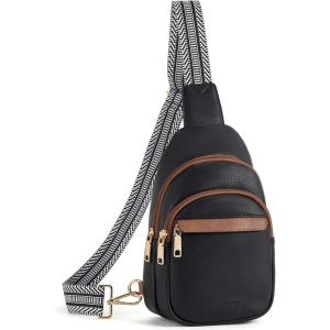 imageBOSTANTEN Small Sling Bag for Women Leather Crossbody Bags Fanny Pack Chest Bag for TravelABlack