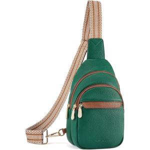imageBOSTANTEN Small Sling Bag for Women Leather Crossbody Bags Fanny Pack Chest Bag for TravelALichee Green