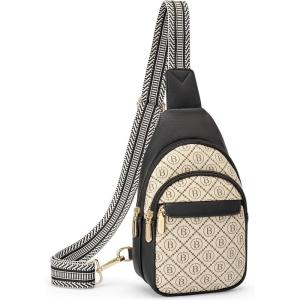 imageBOSTANTEN Small Sling Bag for Women Leather Crossbody Bags Fanny Pack Chest Bag for TravelAMonogram Print