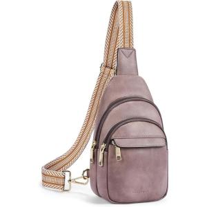imageBOSTANTEN Small Sling Bag for Women Leather Crossbody Bags Fanny Pack Chest Bag for TravelAPurple