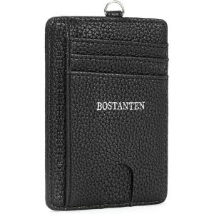 imageBOSTANTEN Small Wallet For Women RFID Leather Credit Card Holder Slim Wristlet Keychain Wallet With Zipper Pocket Mint Green CheckeredSBlack