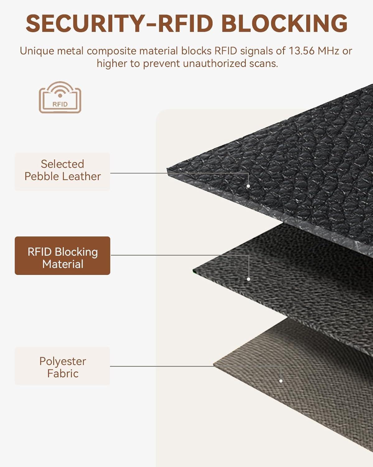 imageBOSTANTEN Slim Wallet for Women Small RFID Blocking Credit Card Holder Leather Bifold Wallets with Zipper Coin Pocket Black and White Checkered0Black Brown