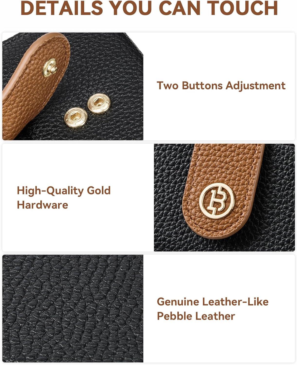 imageBOSTANTEN Slim Wallet for Women Small RFID Blocking Credit Card Holder Leather Bifold Wallets with Zipper Coin Pocket Black and White Checkered0Black Brown