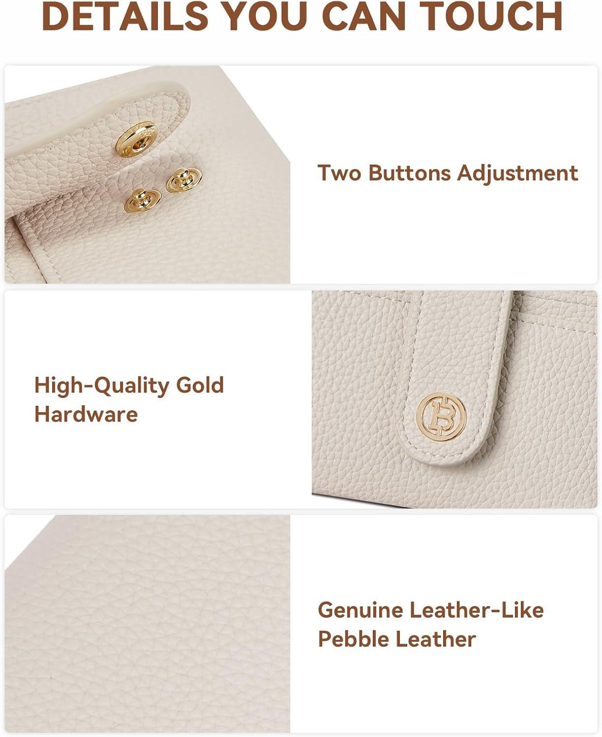 imageBOSTANTEN Slim Wallet for Women Small RFID Blocking Credit Card Holder Leather Bifold Wallets with Zipper Coin Pocket Black and White CheckeredBeige