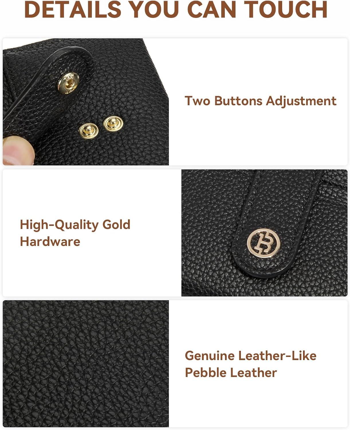 imageBOSTANTEN Slim Wallet for Women Small RFID Blocking Credit Card Holder Leather Bifold Wallets with Zipper Coin Pocket Black and White CheckeredBlack