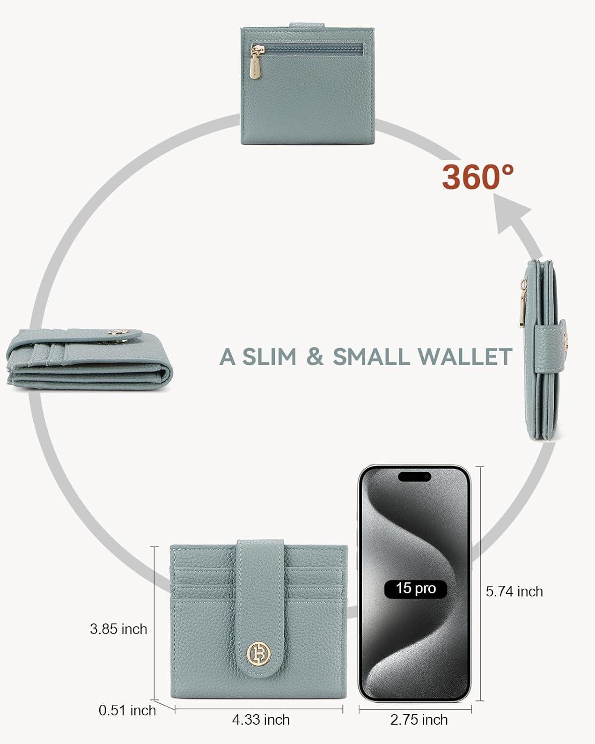 imageBOSTANTEN Slim Wallet for Women Small RFID Blocking Credit Card Holder Leather Bifold Wallets with Zipper Coin Pocket Black and White CheckeredBlue