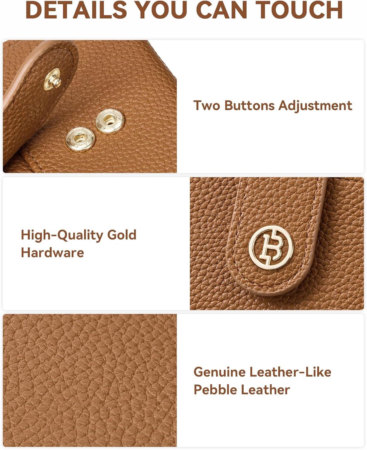 imageBOSTANTEN Slim Wallet for Women Small RFID Blocking Credit Card Holder Leather Bifold Wallets with Zipper Coin Pocket Black and White CheckeredBrown