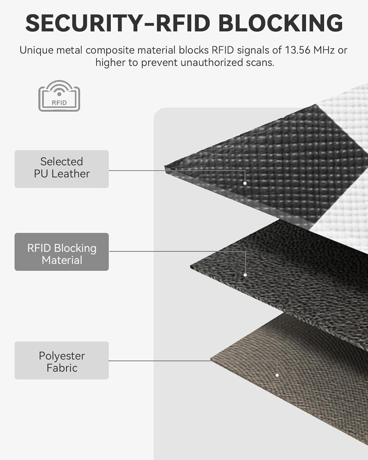 imageBOSTANTEN Slim Wallet for Women Small RFID Blocking Credit Card Holder Leather Bifold Wallets with Zipper Coin Pocket Black and White CheckeredCheckeredBlack and White