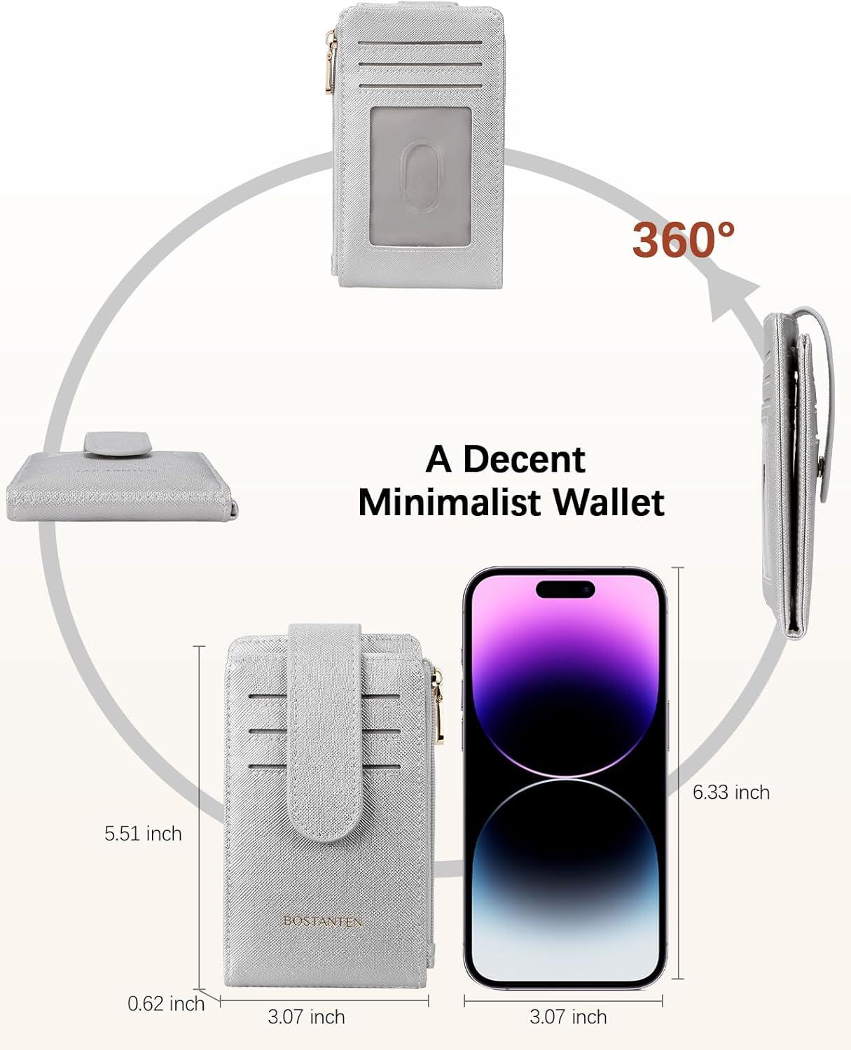 imageBOSTANTEN Slim Wallet for Women Small RFID Blocking Credit Card Holder Leather Bifold Wallets with Zipper Coin Pocket Black and White CheckeredSSliver