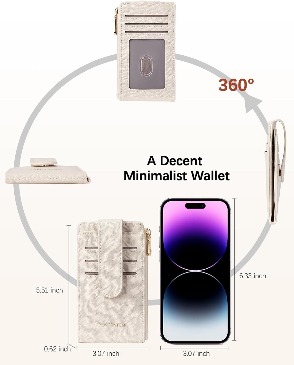 imageBOSTANTEN Slim Wallet for Women Small RFID Blocking Credit Card Holder Leather Bifold Wallets with Zipper Coin Pocket Black and White CheckeredSWhite