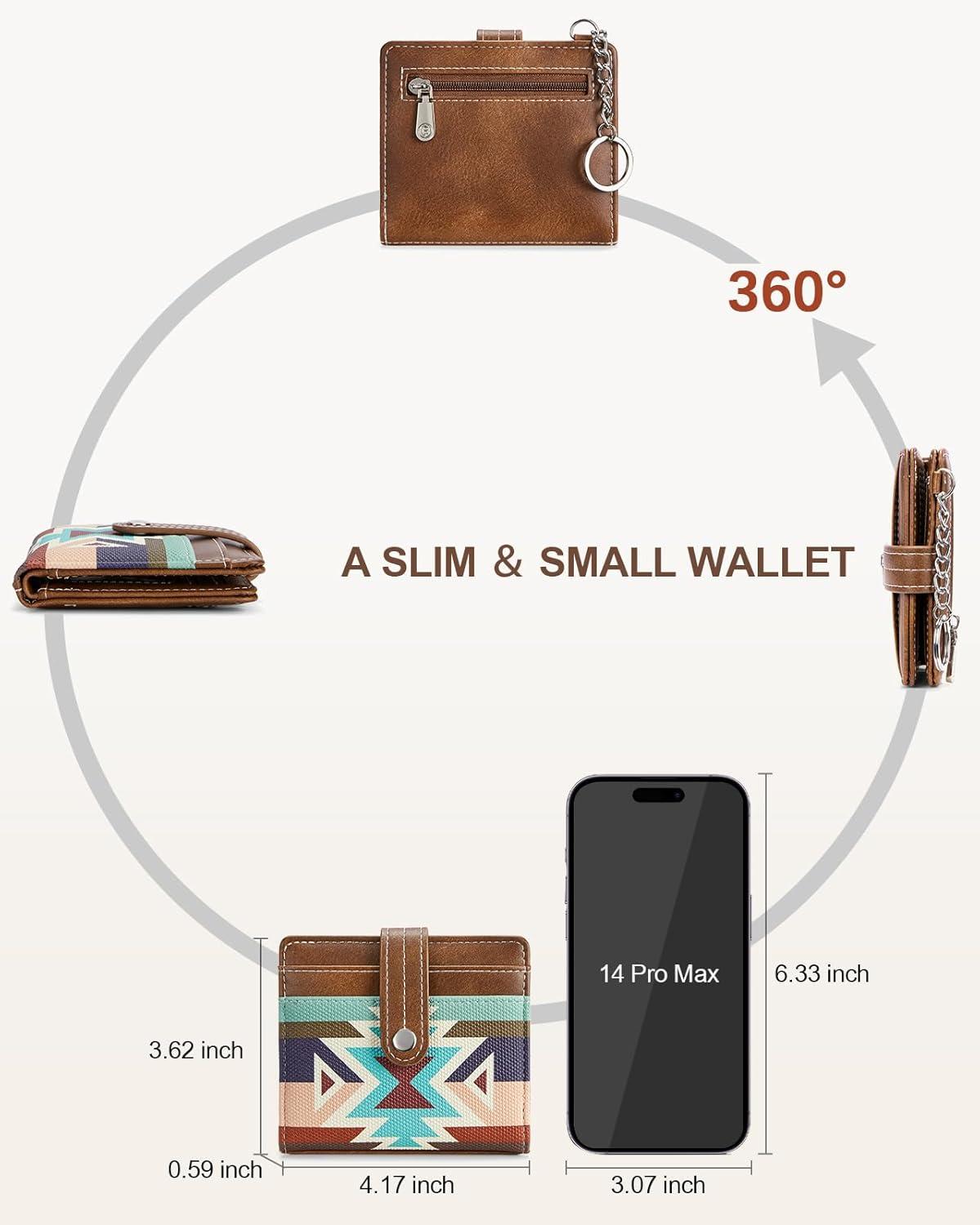 imageBOSTANTEN Slim Wallet for Women Small RFID Blocking Credit Card Holder Leather Bifold Wallets with Zipper Coin Pocket Black and White CheckeredVintageRainbow