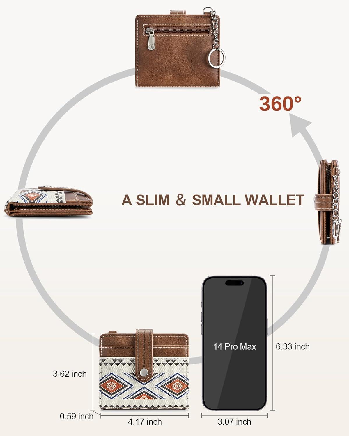 imageBOSTANTEN Slim Wallet for Women Small RFID Blocking Credit Card Holder Leather Bifold Wallets with Zipper Coin Pocket Black and White CheckeredVintageBlue