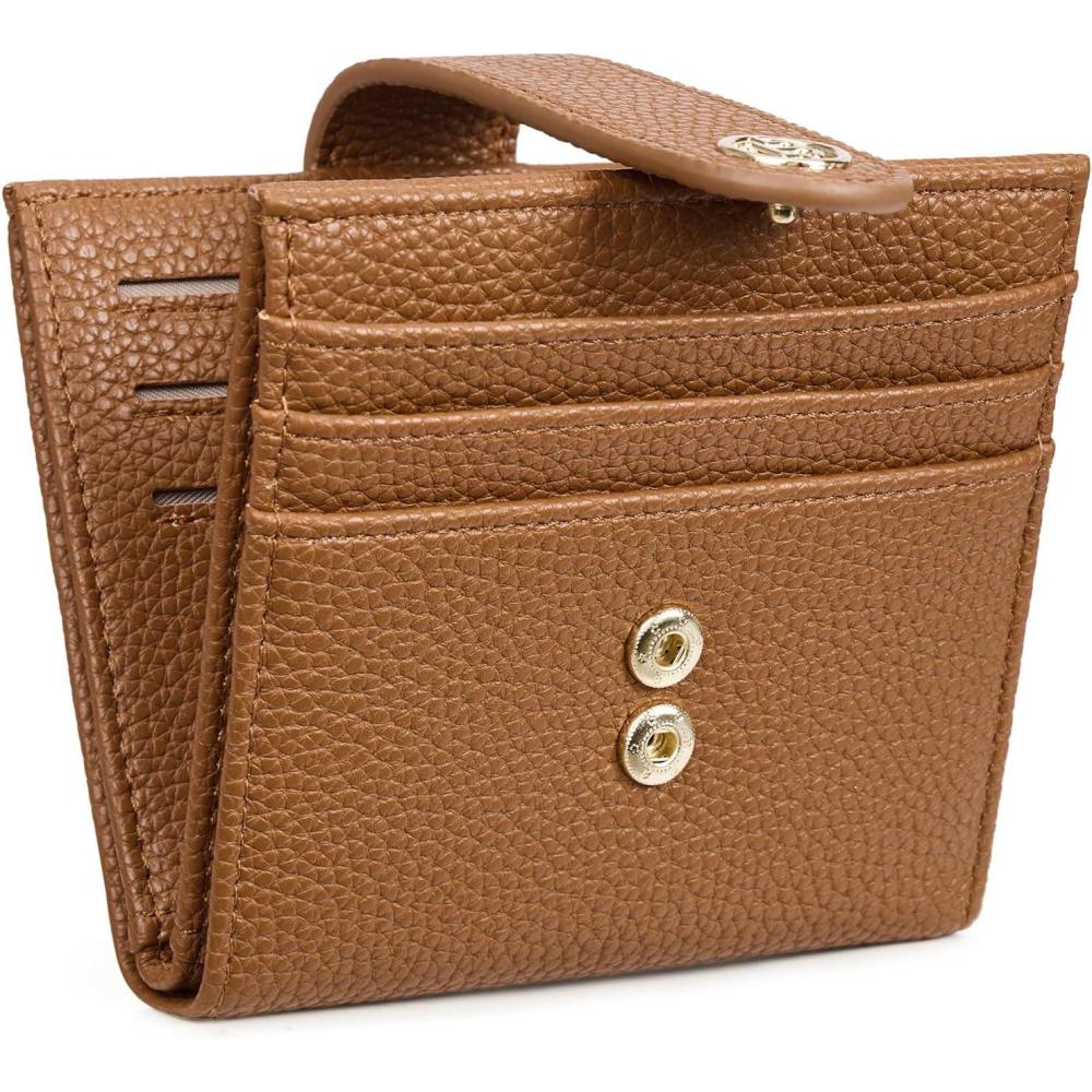 imageBOSTANTEN Slim Wallet for Women Small RFID Blocking Credit Card Holder Leather Bifold Wallets with Zipper Coin Pocket Black and White CheckeredBrown