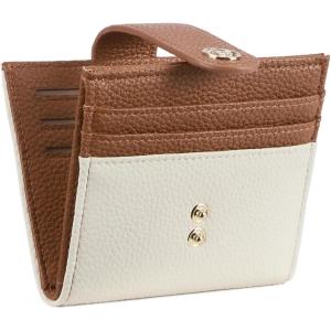 imageBOSTANTEN Slim Wallet for Women Small RFID Blocking Credit Card Holder Leather Bifold Wallets with Zipper Coin Pocket Black and White Checkered0BeigeBrown