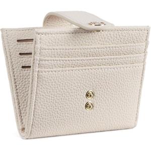 imageBOSTANTEN Slim Wallet for Women Small RFID Blocking Credit Card Holder Leather Bifold Wallets with Zipper Coin Pocket Black and White CheckeredBeige