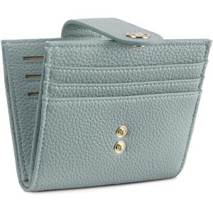 imageBOSTANTEN Slim Wallet for Women Small RFID Blocking Credit Card Holder Leather Bifold Wallets with Zipper Coin Pocket Black and White CheckeredBlue