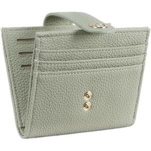 imageBOSTANTEN Slim Wallet for Women Small RFID Blocking Credit Card Holder Leather Bifold Wallets with Zipper Coin Pocket Black and White CheckeredLight Green