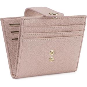 imageBOSTANTEN Slim Wallet for Women Small RFID Blocking Credit Card Holder Leather Bifold Wallets with Zipper Coin Pocket Black and White CheckeredPink