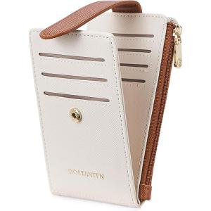 imageBOSTANTEN Slim Wallet for Women Small RFID Blocking Credit Card Holder Leather Bifold Wallets with Zipper Coin Pocket Black and White CheckeredSBeigeBrown