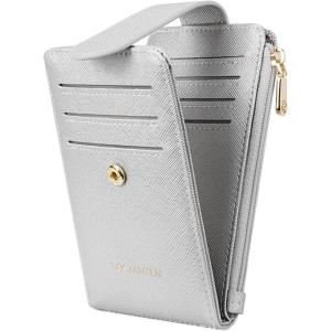 imageBOSTANTEN Slim Wallet for Women Small RFID Blocking Credit Card Holder Leather Bifold Wallets with Zipper Coin Pocket Black and White CheckeredSSliver