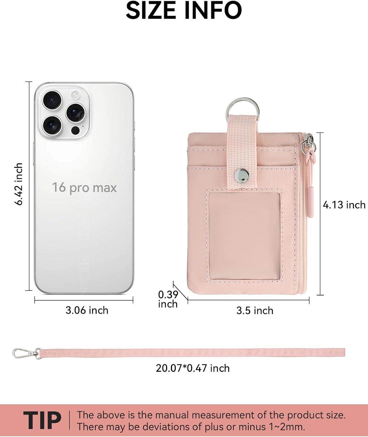 imageBOSTANTEN Small Wallet RFID Minimalist Zip ID Case Wallet with Lanyard Keychain Water Resistant Card Wallets for women ampamp Men Navy Blue and Sky BluePink