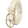 imageBOSTANTEN Women Belts For Jeans Dresses Pants Trendy Ladies Leather Waist Black Belt with Silver Oval Buckle008whiteLeather