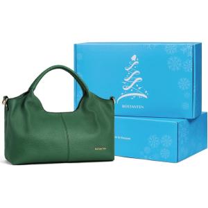 imageBOSTANTEN Genuine Leather Purses for Women Designer Handbags Crossbody Shoulder Bags Top Handle Satchel with Adjustable StrapHaven Green