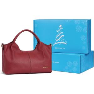 imageBOSTANTEN Genuine Leather Purses for Women Designer Handbags Crossbody Shoulder Bags Top Handle Satchel with Adjustable StrapHaven Red