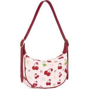 imageBOSTANTEN Purses for Women Small Crossbody Bags Crescent Shoulder Bag Hobo Handbag with Adjustable StrapSmall Cherry Pink