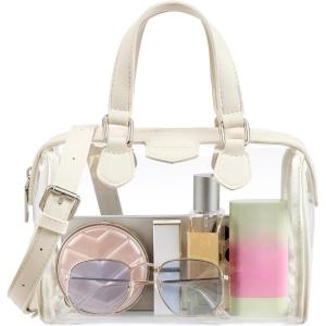imageBOSTANTEN Clear Bag for Stadium Approved Top Handle Crossbody Purses Barrel Handbag for Events Concerts Travel Daily UseA01beige