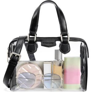 imageBOSTANTEN Clear Bag for Stadium Approved Top Handle Crossbody Purses Barrel Handbag for Events Concerts Travel Daily UseA01black