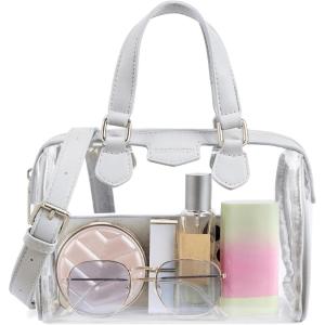 imageBOSTANTEN Clear Bag for Stadium Approved Top Handle Crossbody Purses Barrel Handbag for Events Concerts Travel Daily UseA01grey