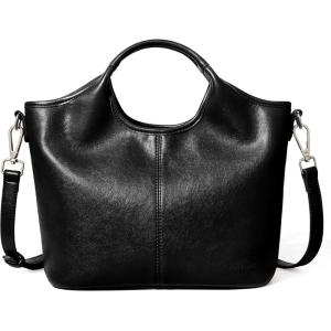 imageBOSTANTEN Vegan Leather Purses for Women Soft Top Handle Satchel Crossbody Zipper Handbag with Detachable Shoulder StrapBlack