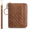 imageBOSTANTEN Credit Card Holder Wallet RFID Blocking Leather Small Wallet for Women Zipper Keychain Wallet with Wristlet Cherry PrintBrown
