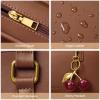 image:imageBOSTANTEN Shoulder Bag for Women Vegan Leather Purse with Cherry Charm Medium Handbag with Zipper for Daily UseCoffee