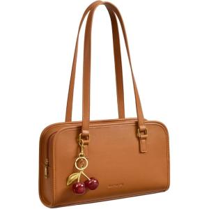 image:imageBOSTANTEN Shoulder Bag for Women Vegan Leather Purse with Cherry Charm Medium Handbag with Zipper for Daily UseBrown