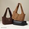 image:imageBOSTANTEN Vintage Shoulder Bag for Women Suede Leather Tote Bag Ladies Lightweight Dumpling Handbag for Work Date TravelBlack
