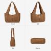 image:imageBOSTANTEN Vintage Shoulder Bag for Women Suede Leather Tote Bag Ladies Lightweight Dumpling Handbag for Work Date TravelSuede Brown