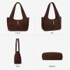 image:imageBOSTANTEN Vintage Shoulder Bag for Women Suede Leather Tote Bag Ladies Lightweight Dumpling Handbag for Work Date TravelSuede Coffee