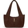image:imageBOSTANTEN Vintage Shoulder Bag for Women Suede Leather Tote Bag Ladies Lightweight Dumpling Handbag for Work Date TravelSuede Coffee