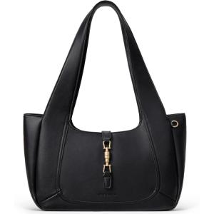image:imageBOSTANTEN Vintage Shoulder Bag for Women Suede Leather Tote Bag Ladies Lightweight Dumpling Handbag for Work Date TravelBlack