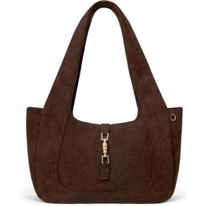 image:imageBOSTANTEN Vintage Shoulder Bag for Women Suede Leather Tote Bag Ladies Lightweight Dumpling Handbag for Work Date TravelSuede Coffee