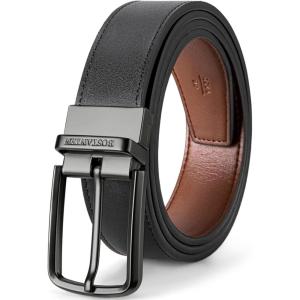 image:imageBOSTANTEN Belt Men Leather Reversible Belts for Men 1 38 for Casual Golf Dress Pants TwoinOne Belt Gift001gunblackBrown