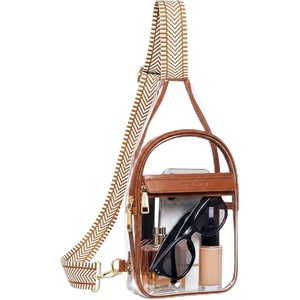 image:imageBOSTANTEN Clear Bag for Stadium Events Clear Fanny Pack with Adjustable Strap Durable SeeThrough Crossbody Purse for Sports Concerts Travel Theme Parks amp Daily OutingsWhiteBrown
