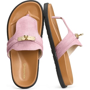 image:imageBOSTANTEN Thong Sandals for Women Comfortable Slip On Sandals with Suede Upper amp Cushioned Soft Footbed for Casual Walking Summer Beach amp Daily WearPink