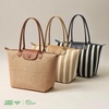 image:imageBOSTANTEN Large Tote Bags for Women Summer Beach Bag Travel Shoulder Handbag Lightweight Purses for Vacation Commute EverydayFlyknitkhaki and Beige Striped