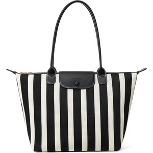 image:imageBOSTANTEN Large Tote Bags for Women Summer Beach Bag Travel Shoulder Handbag Lightweight Purses for Vacation Commute EverydayFlyknitbeige and Black Striped