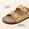 image:imageBOSTANTEN Womens Slide Sandals with Cushioned Footbed Adjustable Buckle  Soft Faux Suede Feel Lightweight Comfort Sole Easy SlipOn Style for Errands Travel and Casual Summer OutfitsCamel