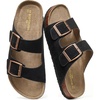 image:imageBOSTANTEN Womens Slide Sandals with Cushioned Footbed Adjustable Buckle  Soft Faux Suede Feel Lightweight Comfort Sole Easy SlipOn Style for Errands Travel and Casual Summer OutfitsBlack